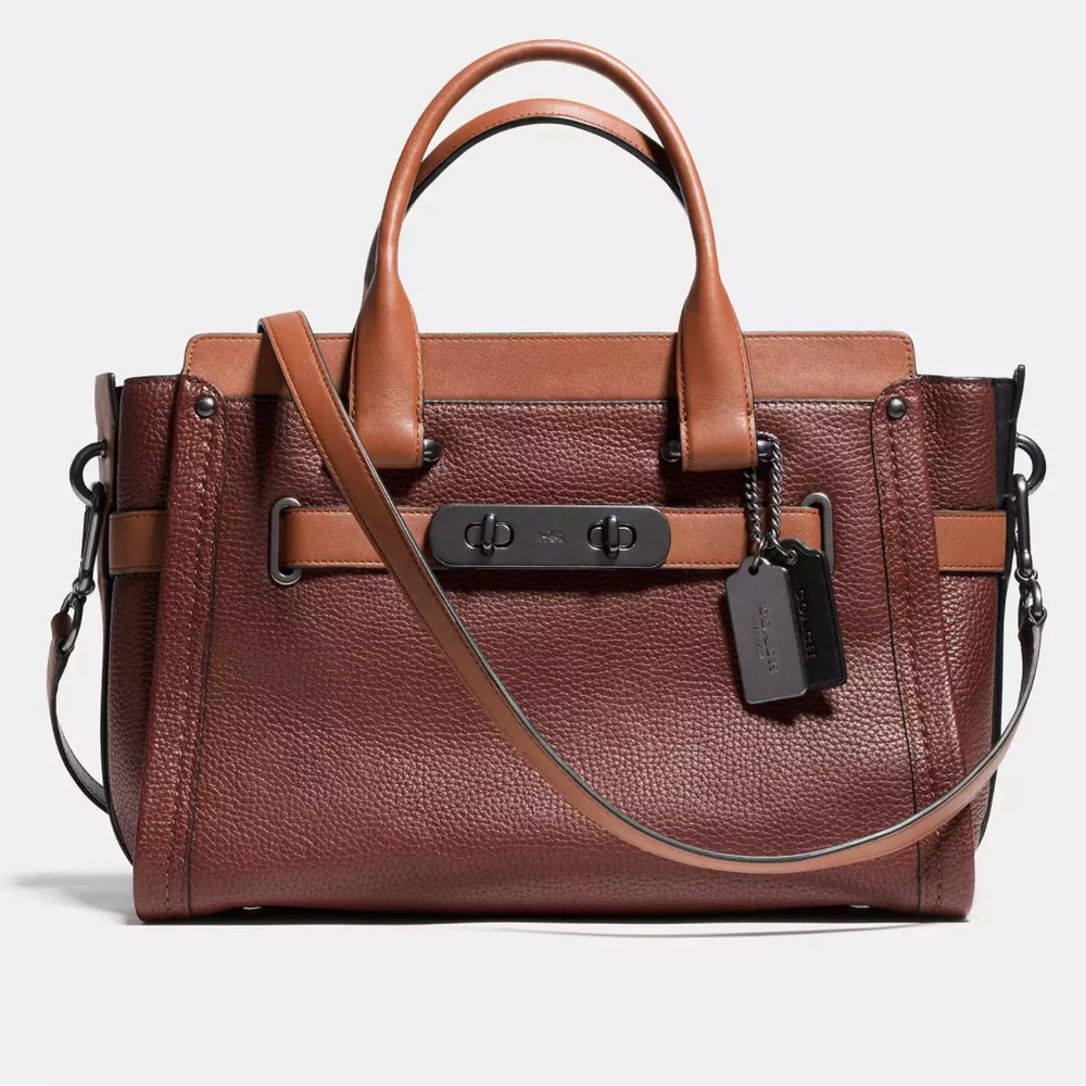 Coach Brown and Tan Satchel with Elegant Design
